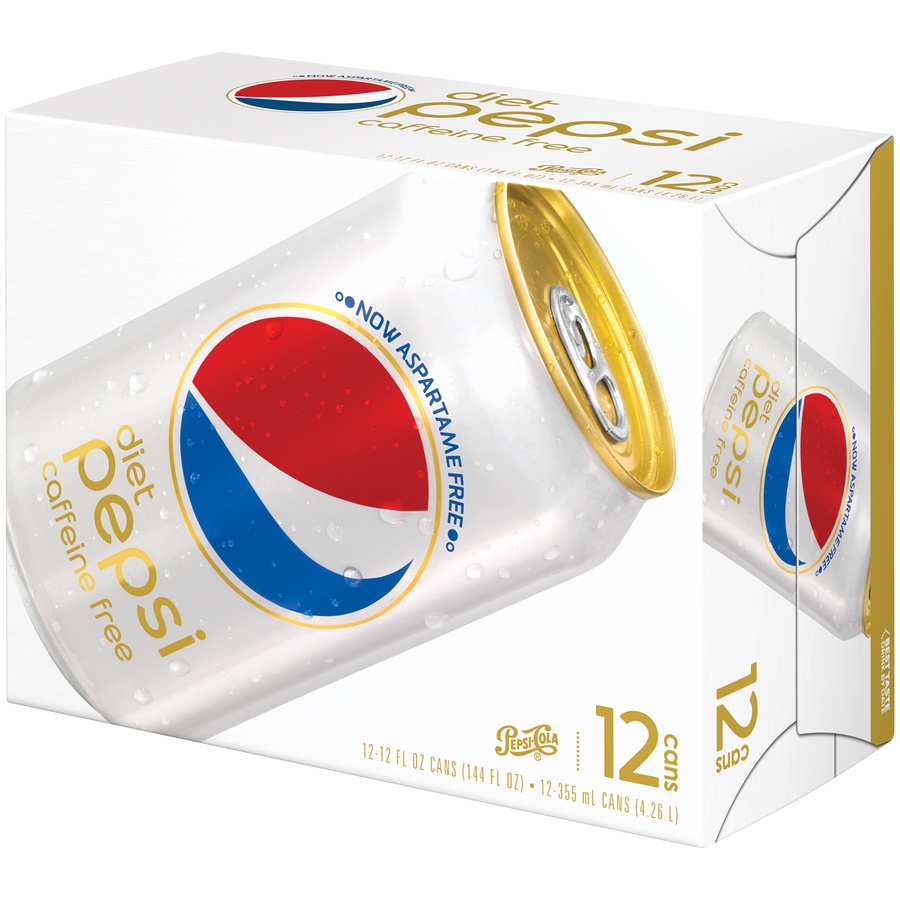 slide 2 of 2, Pepsi Cola, Diet, Caffeine Free - 12 ct, 12 ct