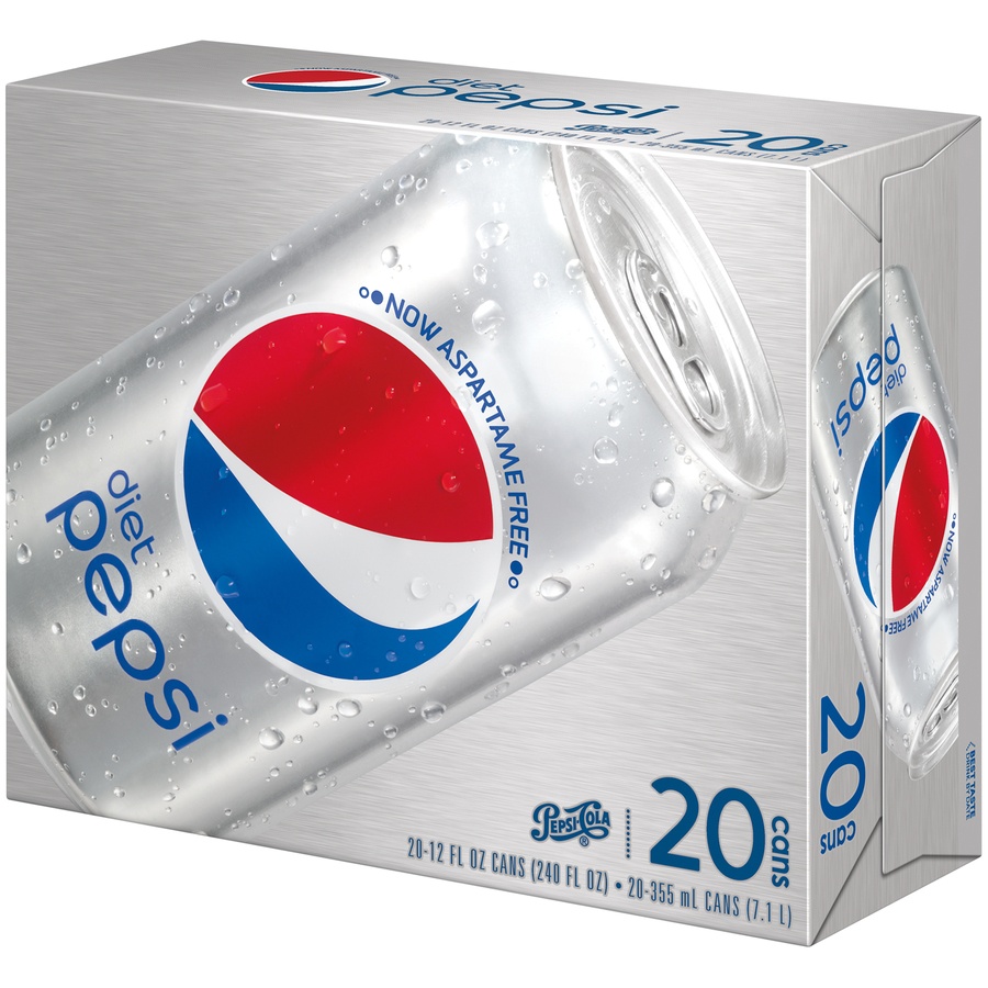 slide 2 of 2, Pepsi Diet Pepsi Cola (20 - 12 Fluid Ounce) 240 Fluid Ounce Aluminum Can - 240 oz, 240 oz