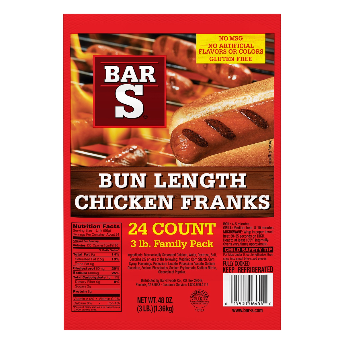 slide 1 of 1, Bar-S Chicken Franks, 3 lb