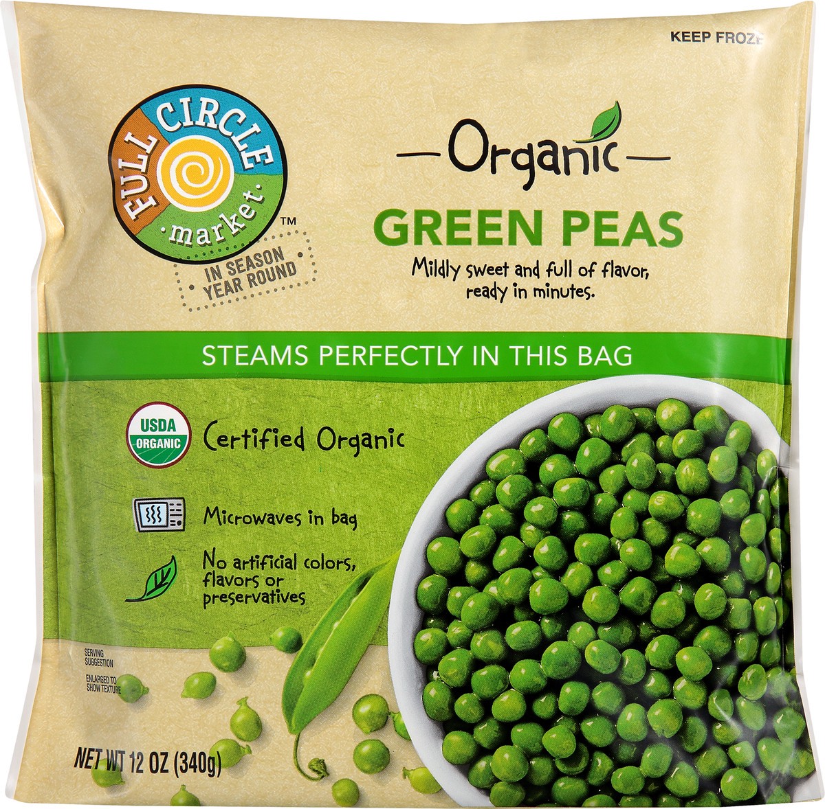 slide 13 of 13, Full Circle Market Organic Green Peas 12 oz, 12 oz