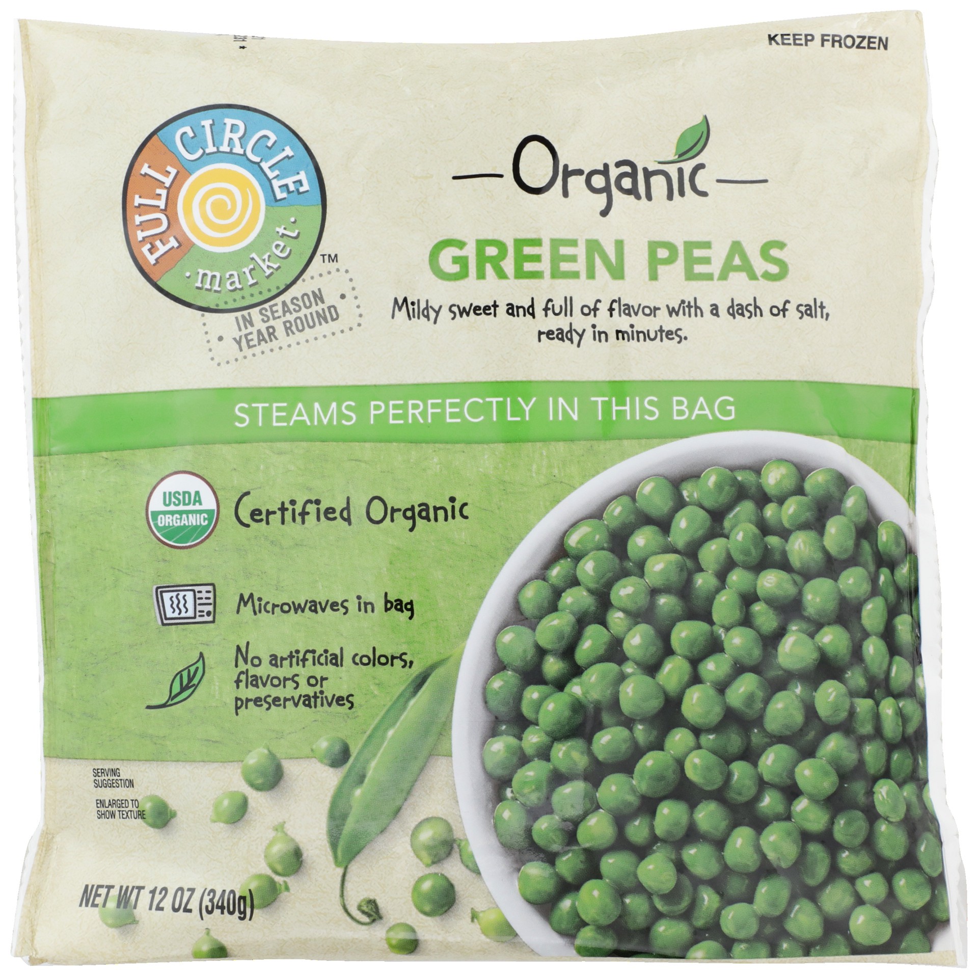 slide 1 of 6, Full Circle Market Organic Green Peas 12 oz, 12 oz