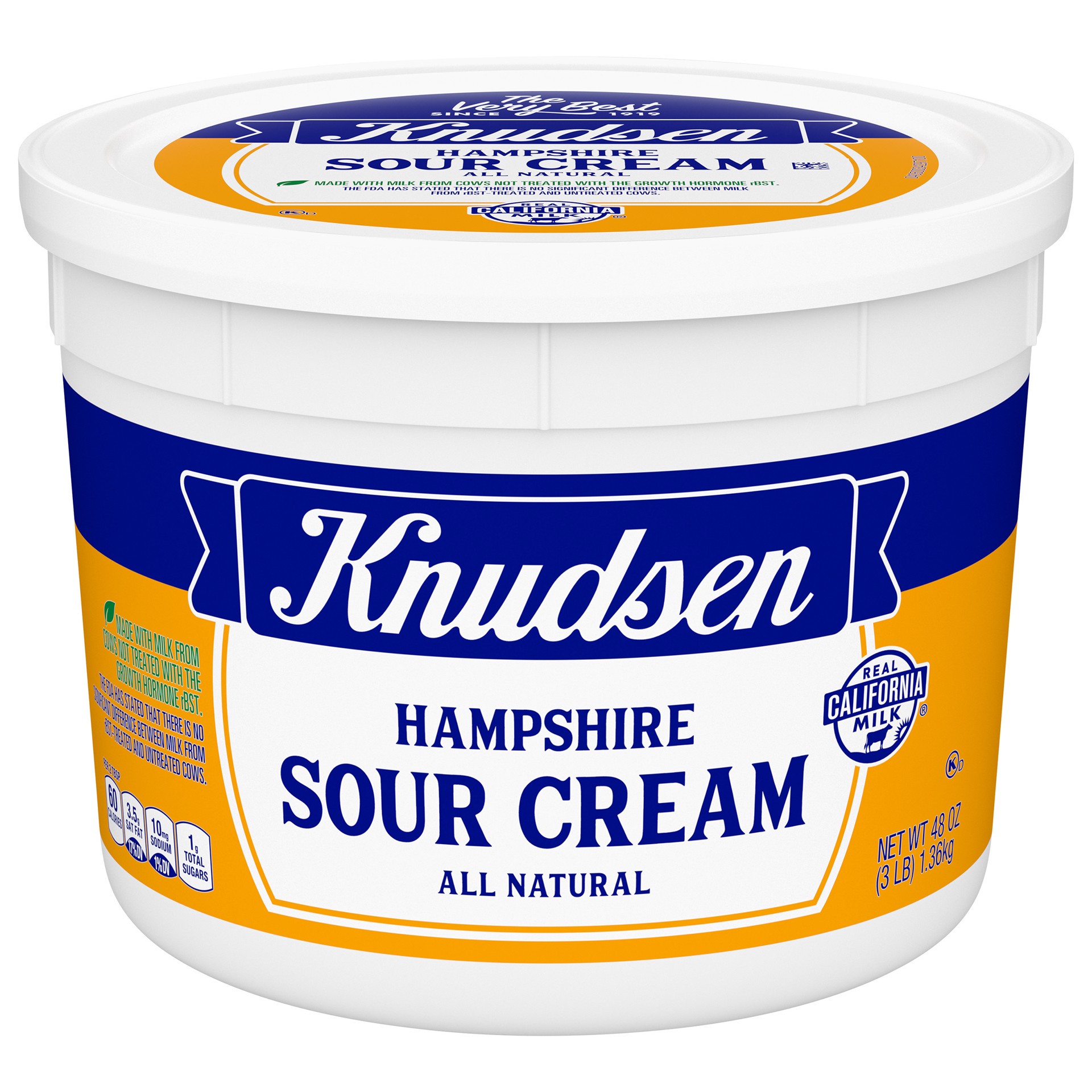 slide 1 of 8, Knudsen Hampshire 100% Natural Sour Cream, 48 oz Tub, 48 oz