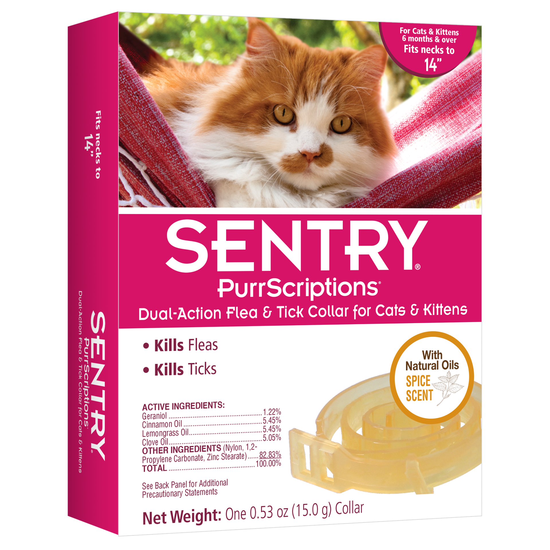 slide 1 of 1, Sentry PurrScriptions Dual-Action Flea & Tick Collar for Cats, 1 ct