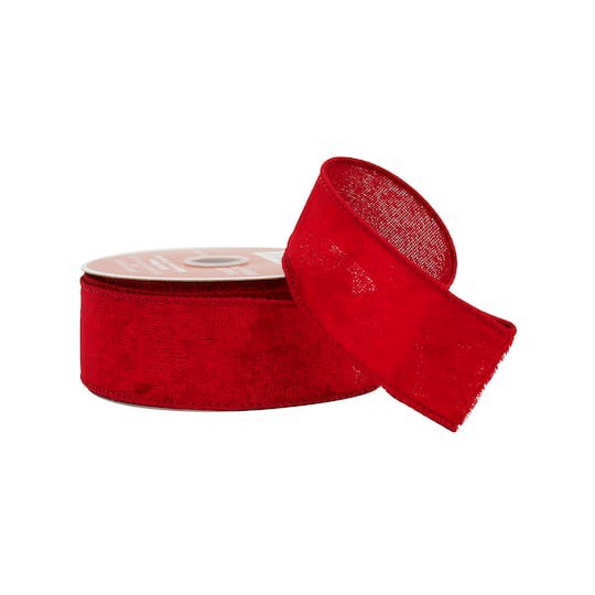 slide 1 of 3, 1.5" X 25ft. Red Velvet Wired Ribbon By Celebrate It, 1.5 in x 25 ft
