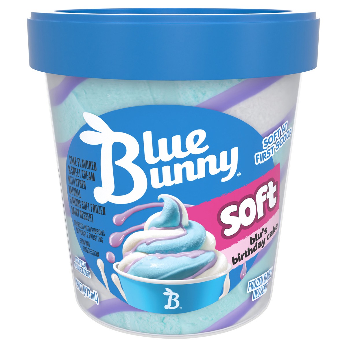 slide 1 of 14, Blue Bunny Twist Blu's Birthday Cake Frozen Dessert, 16 fl oz Pint, 1 pint