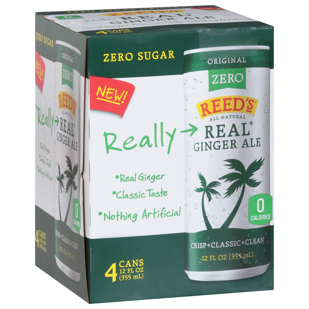 slide 7 of 9, Reed's Zero Sugar Real Original Ginger Ale 4 - 12 fl oz Cans, 4 ct