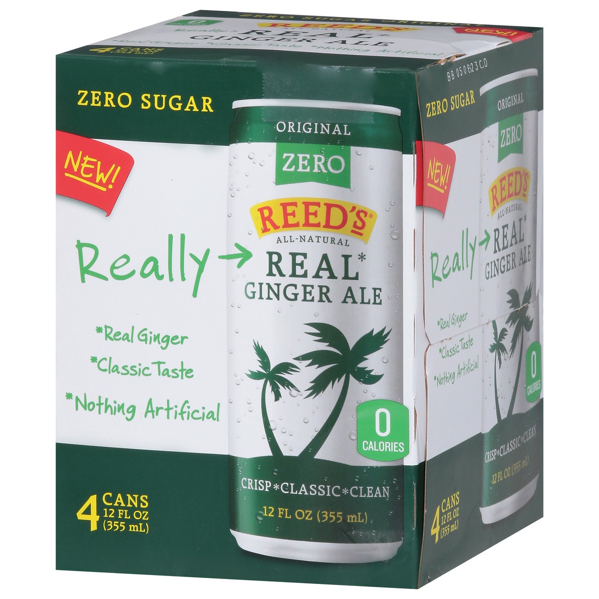 slide 4 of 9, Reed's Zero Sugar Real Original Ginger Ale 4 - 12 fl oz Cans, 4 ct