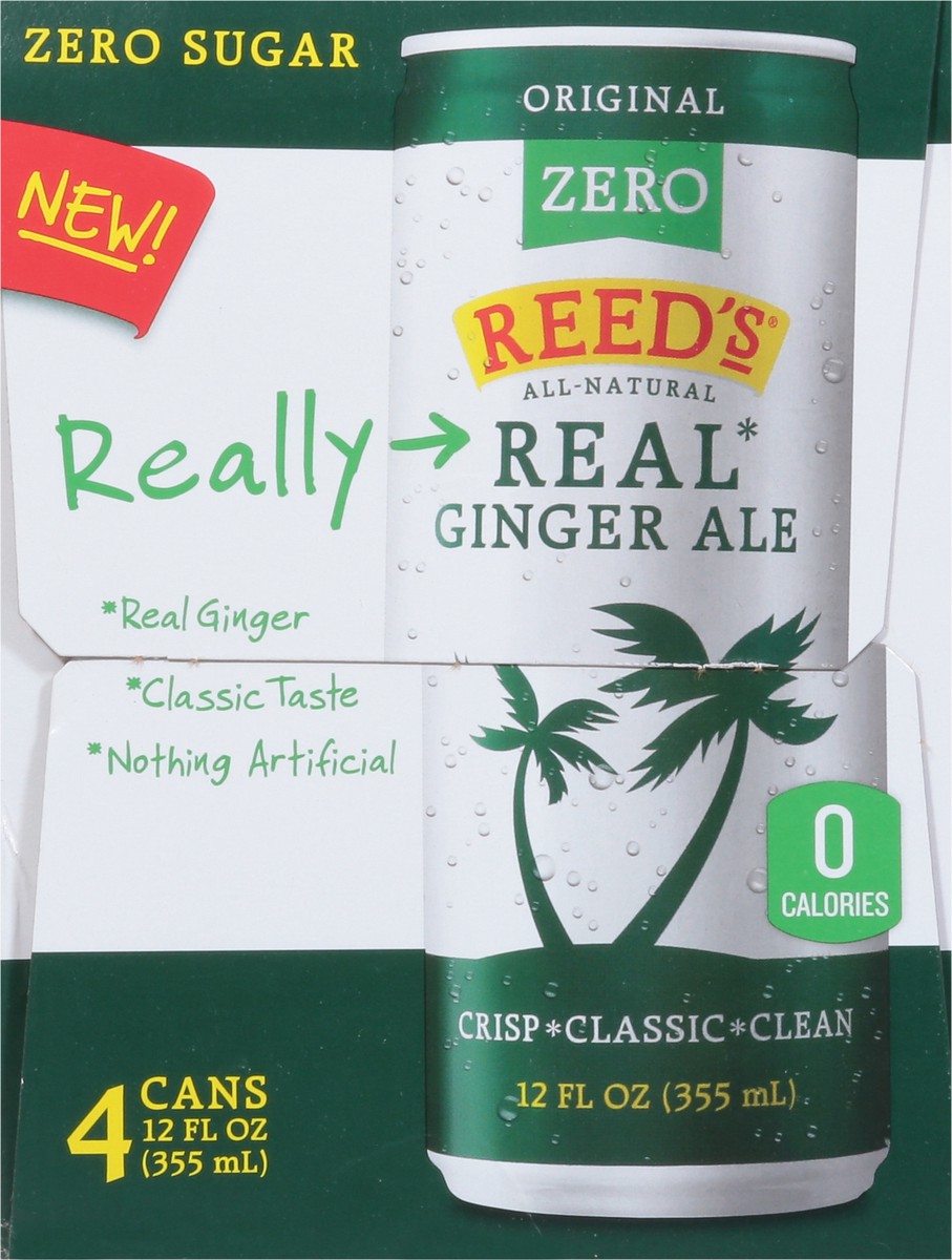 slide 8 of 9, Reed's Zero Sugar Real Original Ginger Ale 4 - 12 fl oz Cans, 4 ct