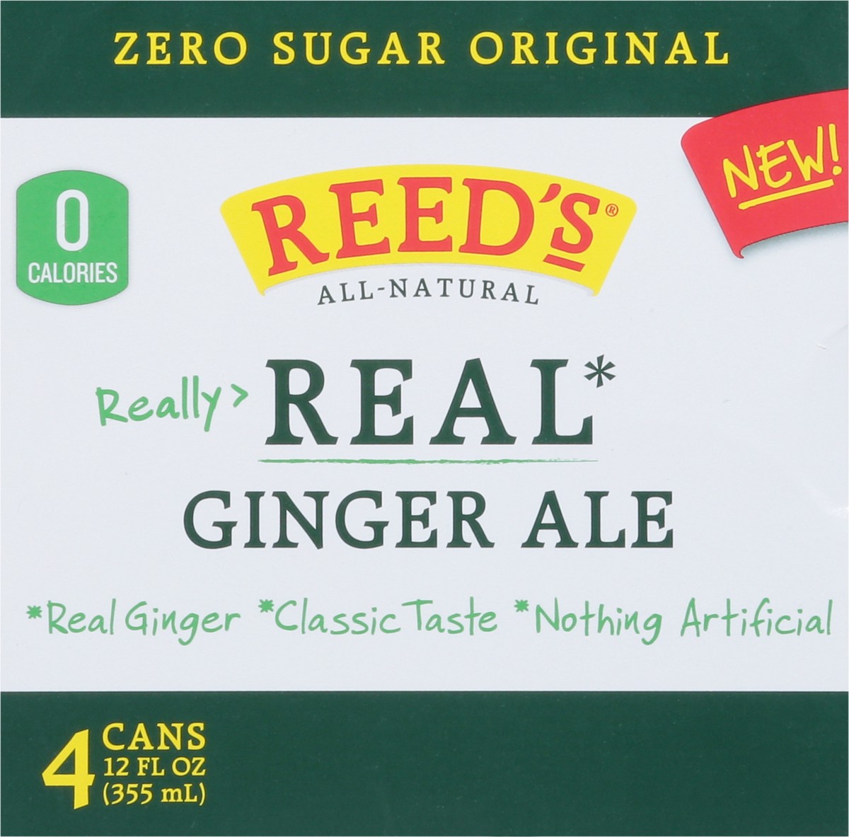 slide 3 of 9, Reed's Zero Sugar Real Original Ginger Ale 4 - 12 fl oz Cans, 4 ct