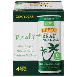 Reed's Zero Sugar Real Original Ginger Ale 4 - 12 fl oz Cans