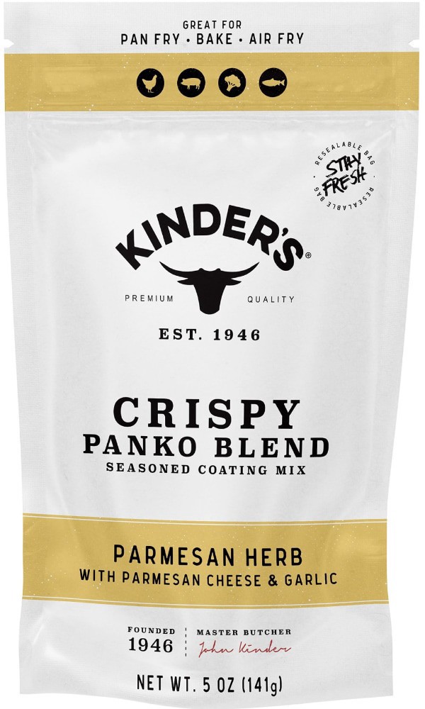 slide 2 of 2, Kinder's® Parmesan Herb with Parmesan Cheese & Garlic Crispy Panko Blend Seasoned Coating Mix, 5 oz
