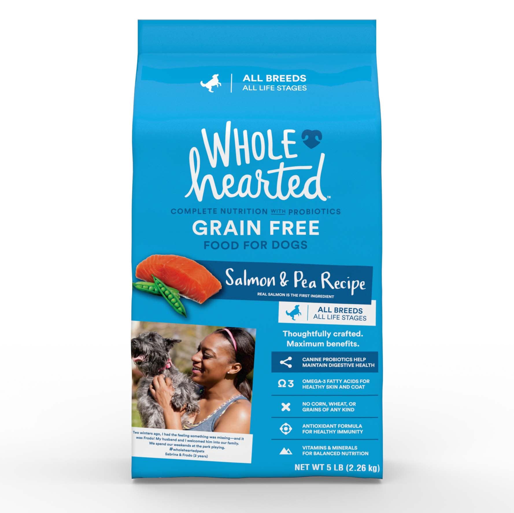 slide 1 of 4, WholeHearted Grain Free All Life Stages Salmon and Pea Recipe Dry Dog Food, 5 lb