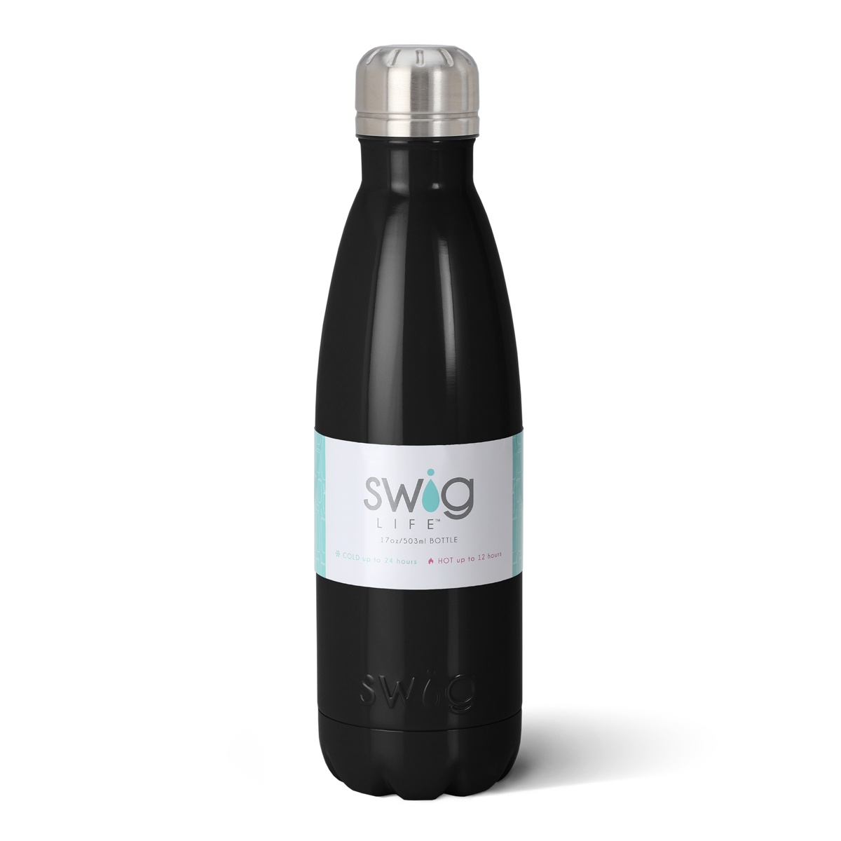 slide 1 of 1, Swig Black Water Bottle, 17 oz