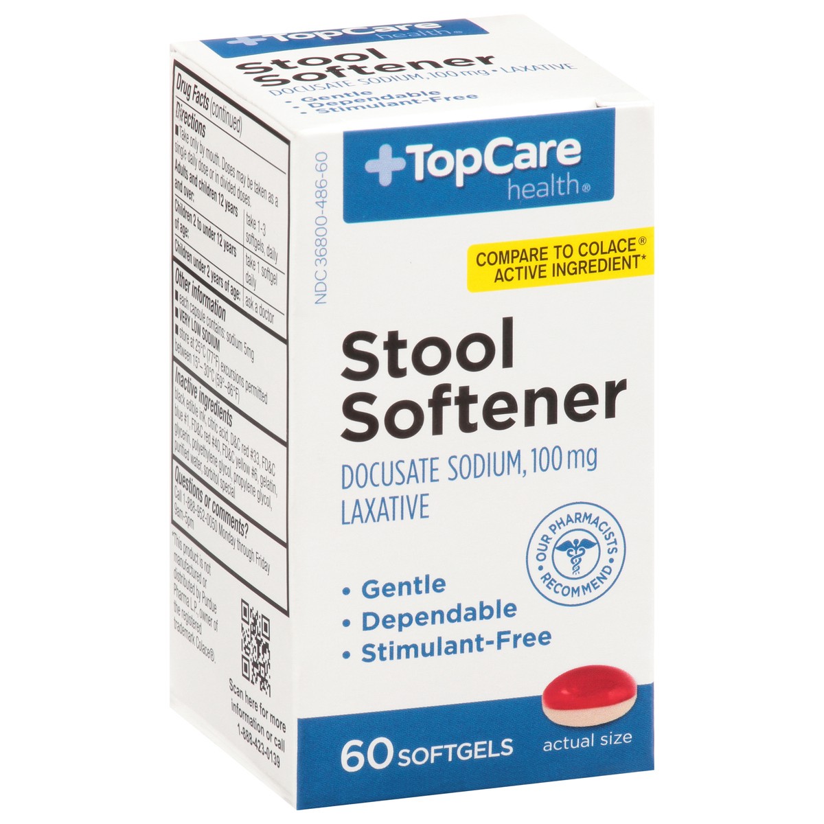 slide 2 of 9, TopCare Top Care Stool Softener, 60 ct