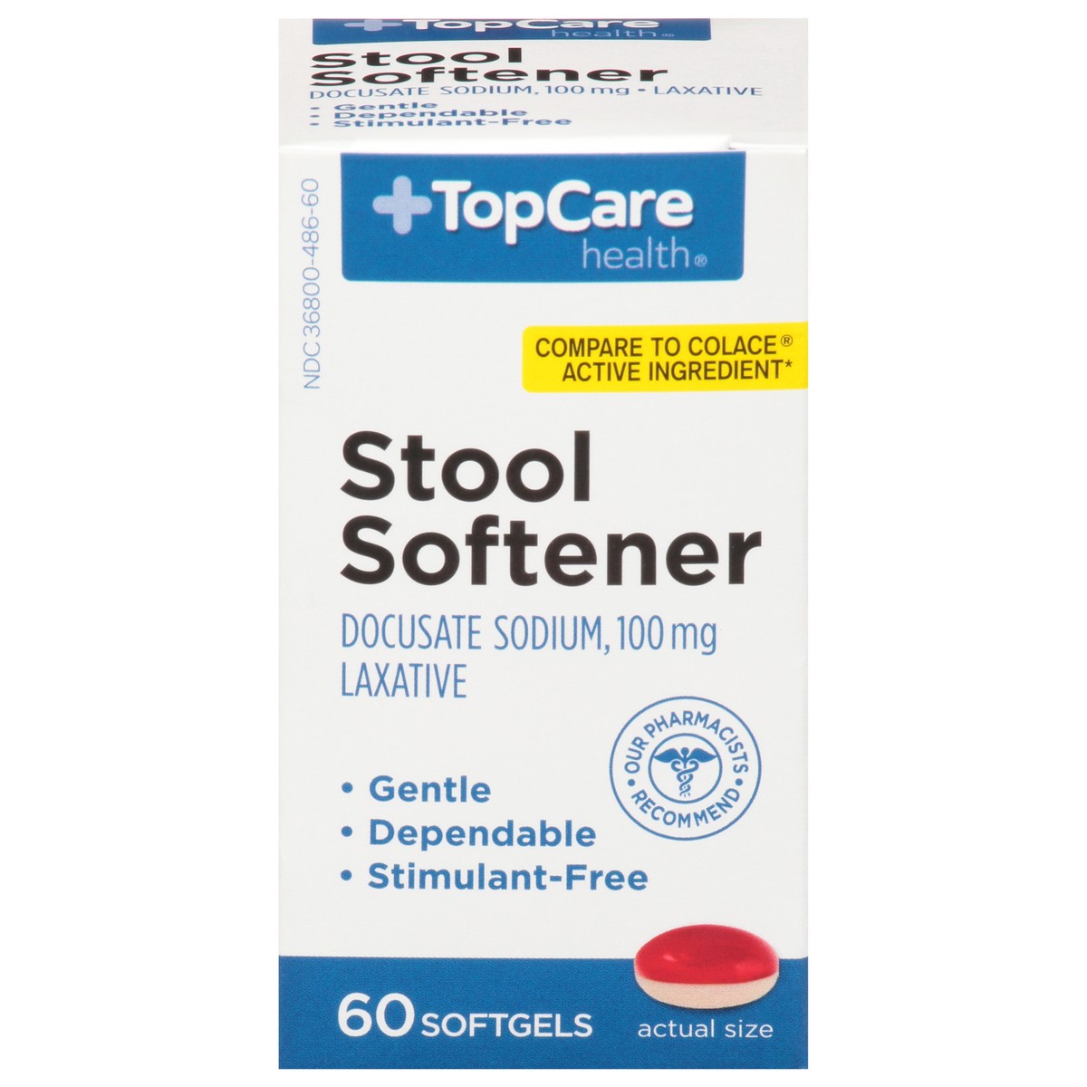 slide 1 of 9, TopCare Top Care Stool Softener, 60 ct