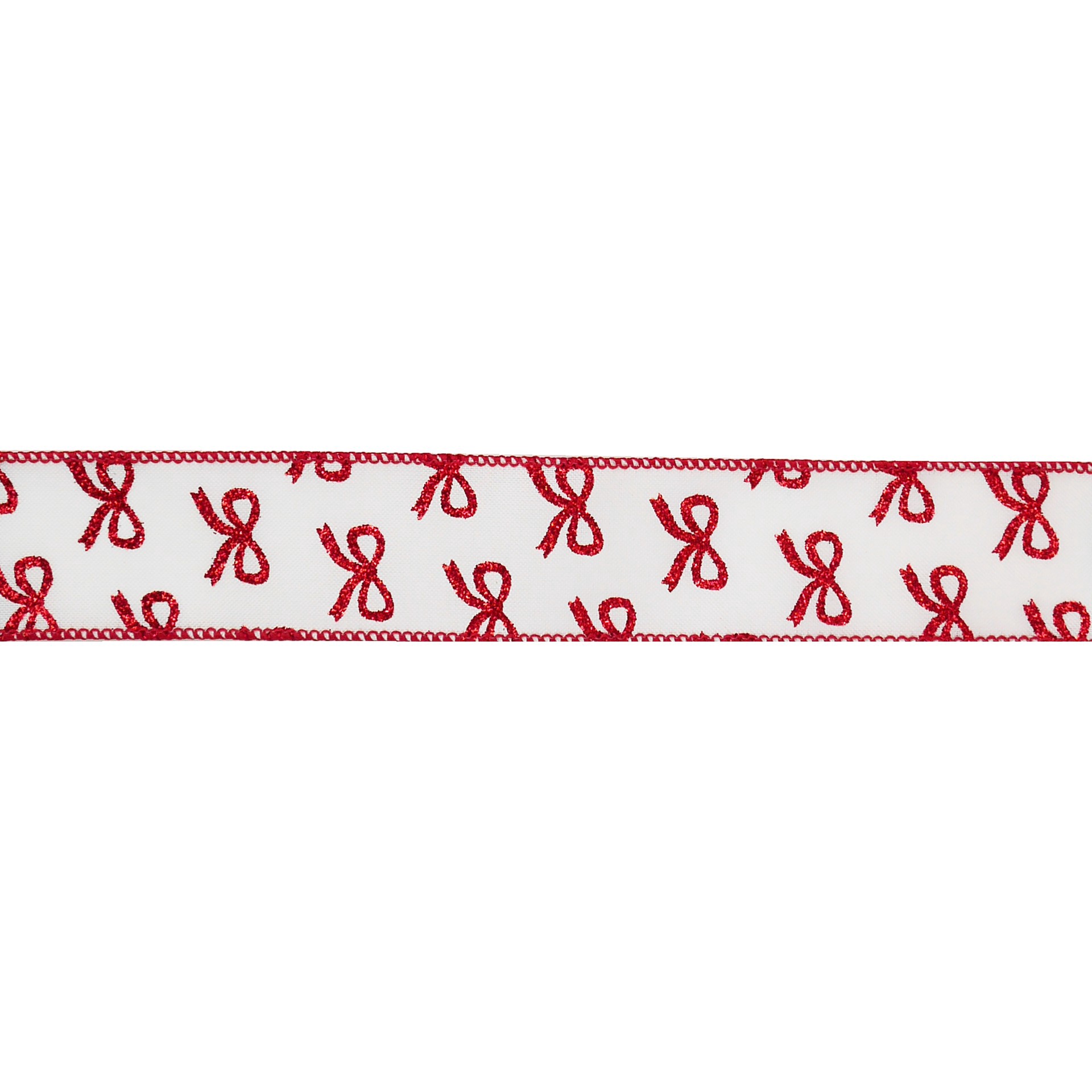 slide 2 of 3, 1.5" X 30ft. Red Glitter Bows Wired Ribbon By Celebrate It, 1.5 in x 30 ft