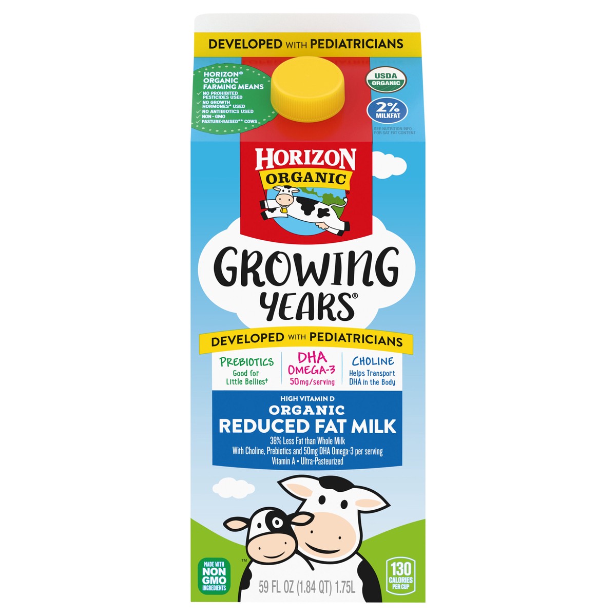 slide 1 of 1, Horizon Organic Growing Years 2% Milk with DHA Omega-3, 59 fl oz. Carton, 59 fl oz