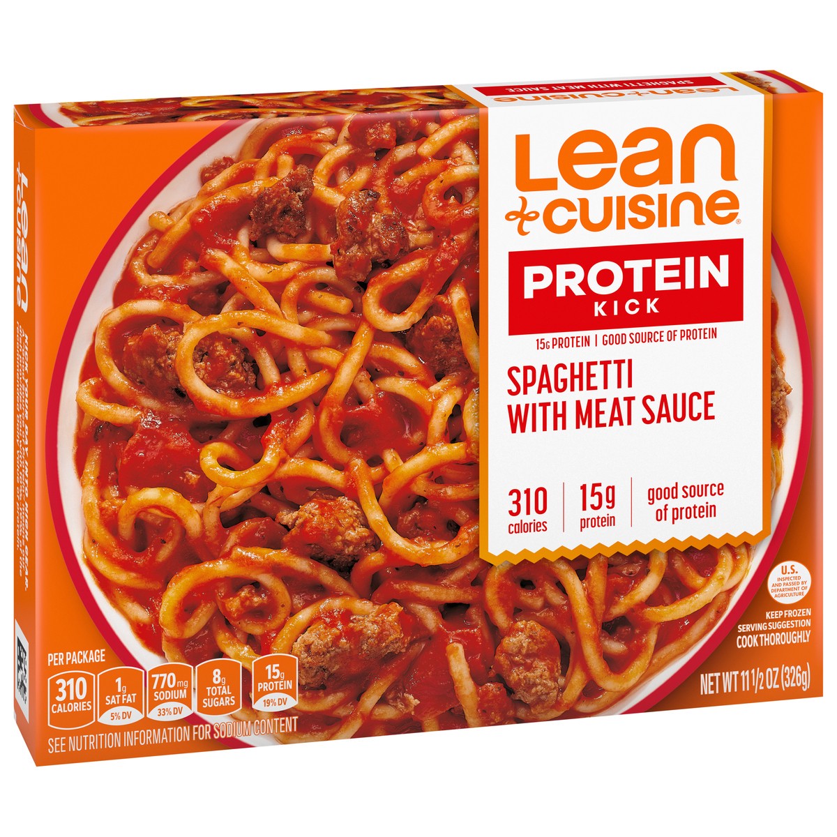 slide 8 of 9, Lean Cuisine Frozen Meal Spaghetti With Meat Sauce, Protein Kick Microwave Meal, Microwave Spaghetti Dinner, Frozen Dinner for One, 11.5 oz