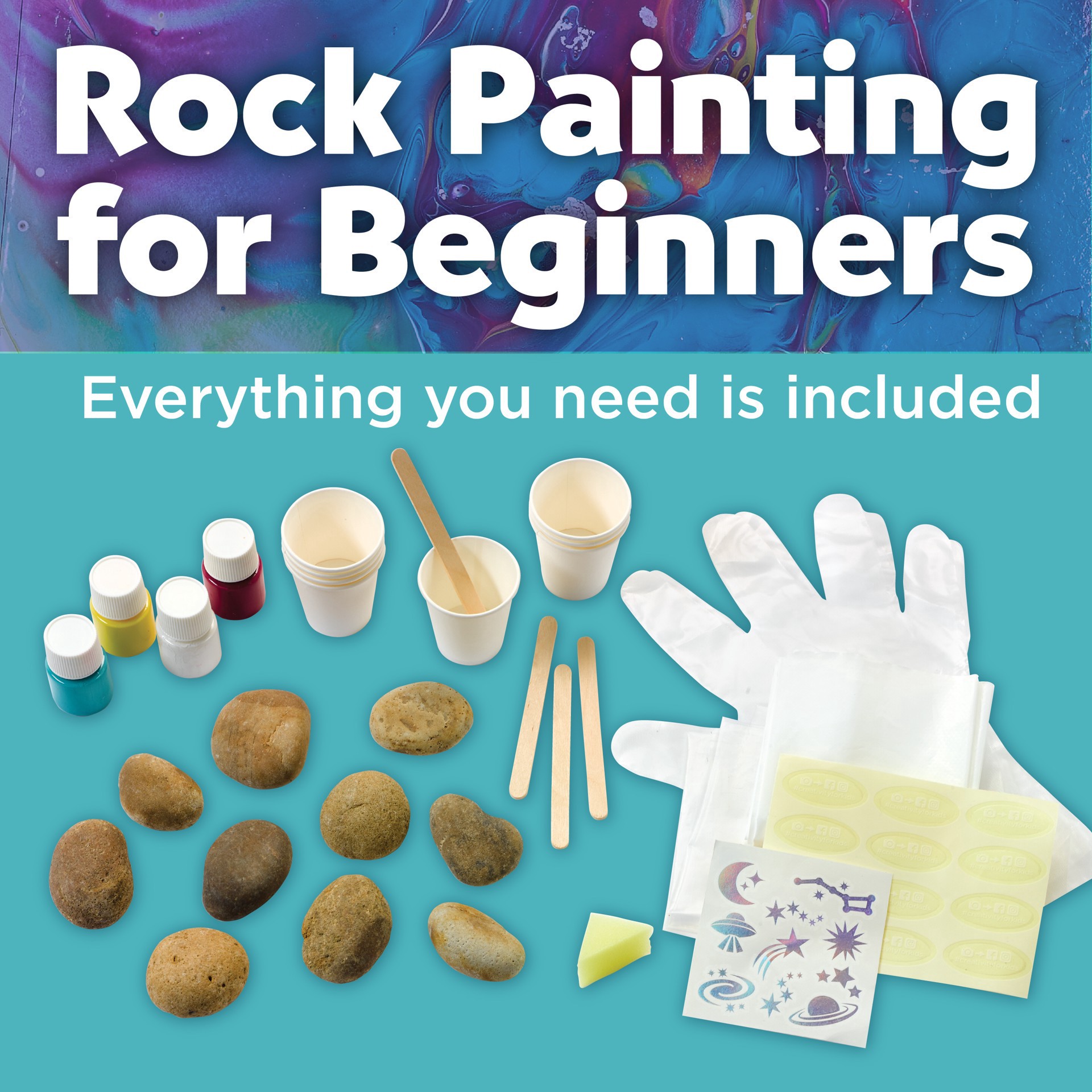 slide 2 of 8, Faber-Castell Hide & Seek Paint Pour Rocks Kit, makes 10 rocks