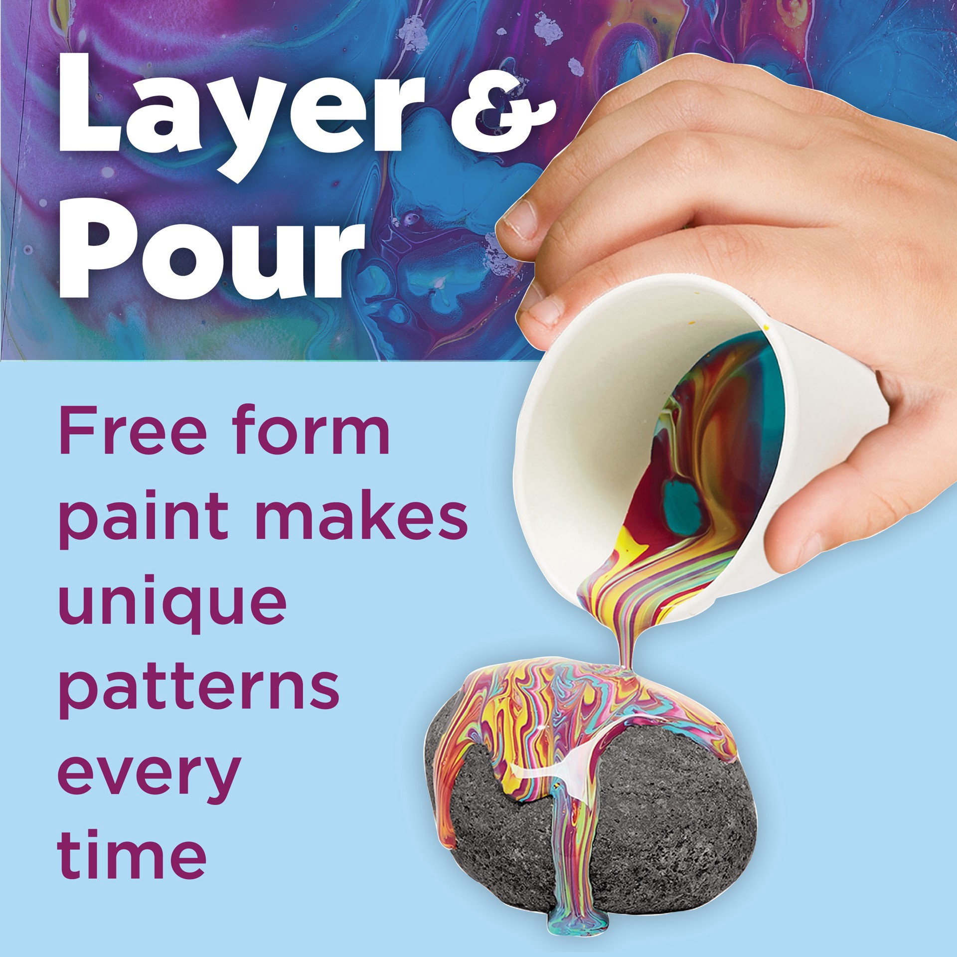 slide 4 of 8, Faber-Castell Hide & Seek Paint Pour Rocks Kit, makes 10 rocks