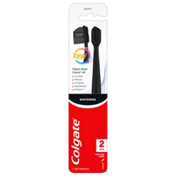 Colgate Total Active Prevention Soft Whitening Toothbrush, Black, 2 pk