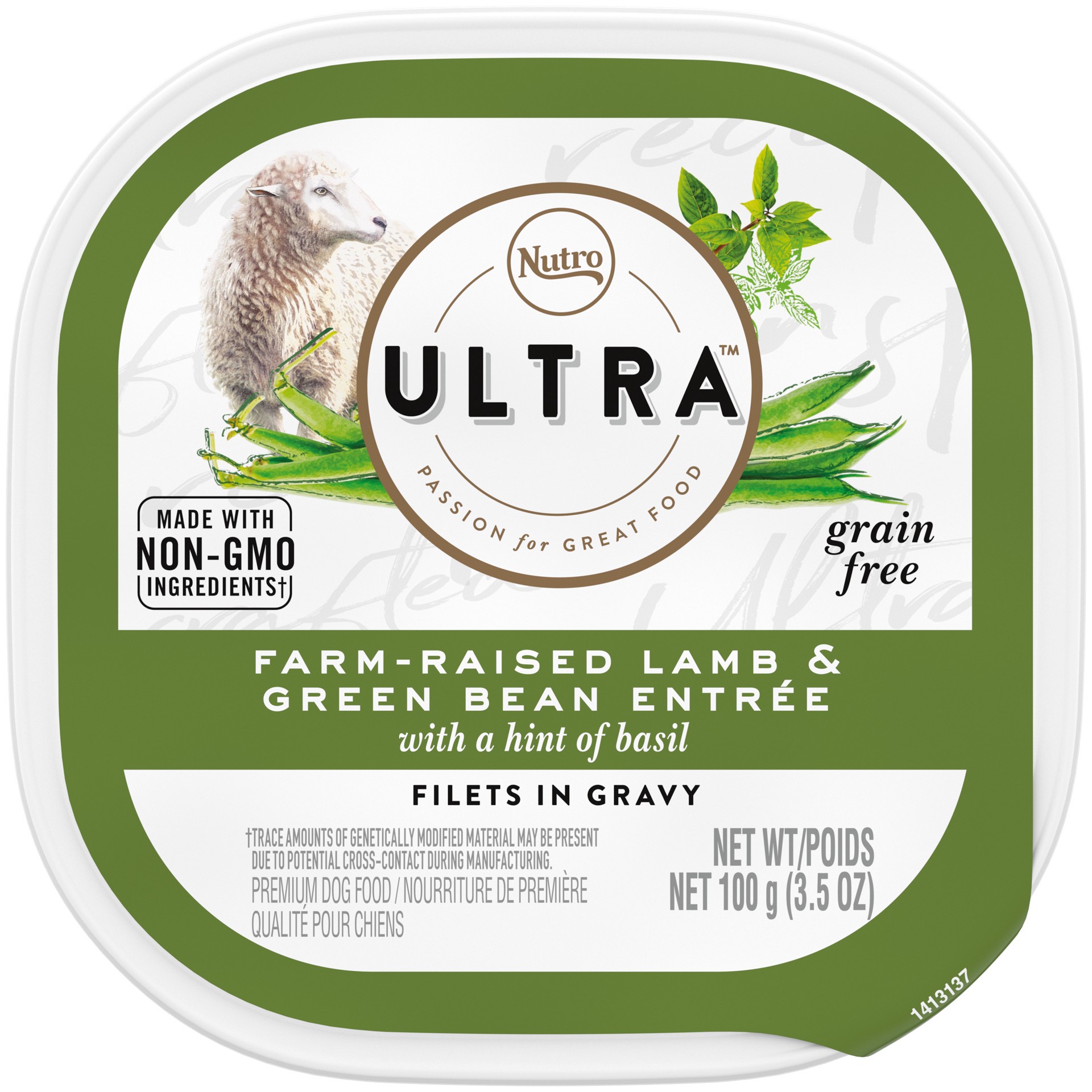 slide 1 of 4, Nutro Ultra Farm-Raised Lamb & Green Bean Entree Fillets in Gravy Dog Food, 3.5 Oz