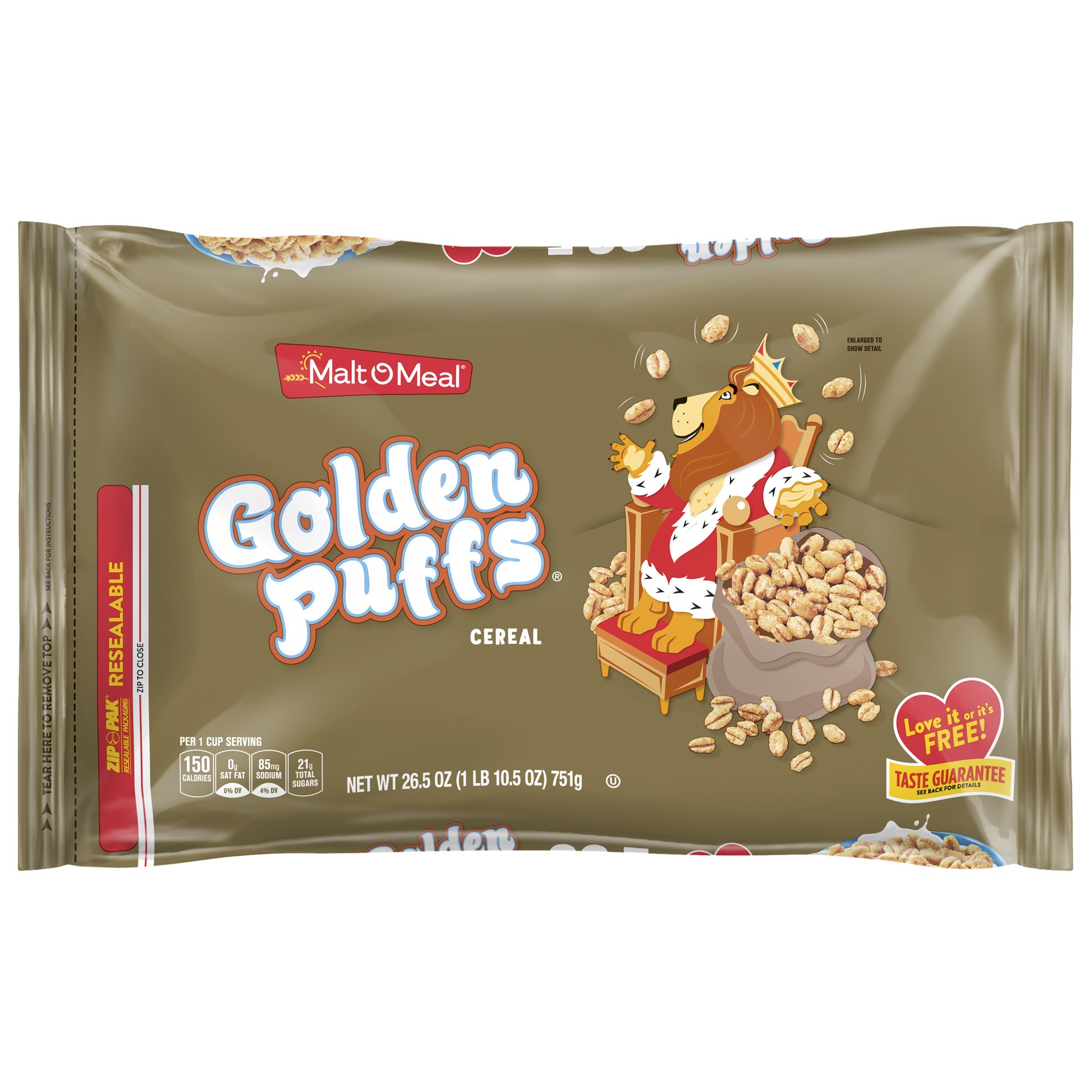 slide 1 of 7, Malt-O-Meal Golden Puffs Breakfast Cereal, Puffed Wheat Cereal, 26.5 OZ Bag, 26.5 oz