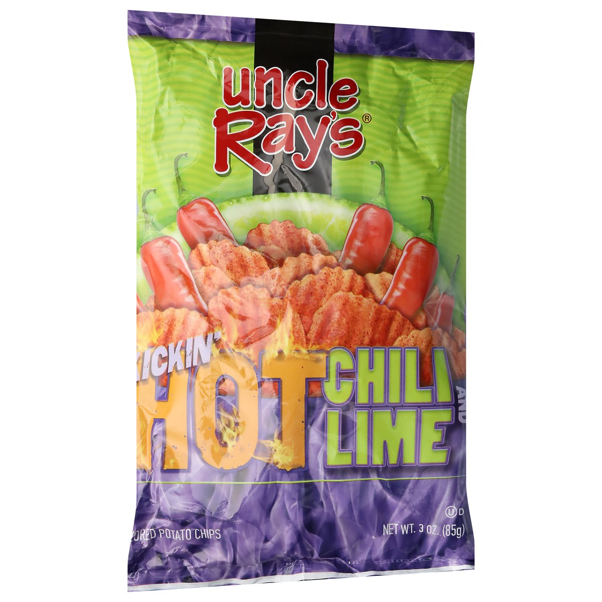 slide 2 of 14, Uncle Ray's Kickin' Hot Chili and Lime Potato Chips 3 oz, 3 oz