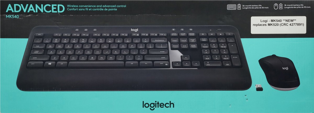 slide 4 of 9, Logitech Combo Advanced Wireless Keyboard and Mouse 1 ea, 1 ct