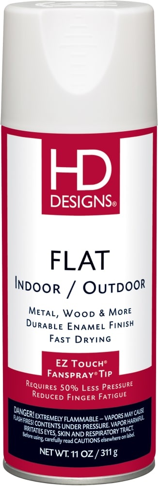 slide 1 of 1, Hd Designs Indoor/Outdoor Flat Spray Paint - White - 11 Ounce, 11 oz