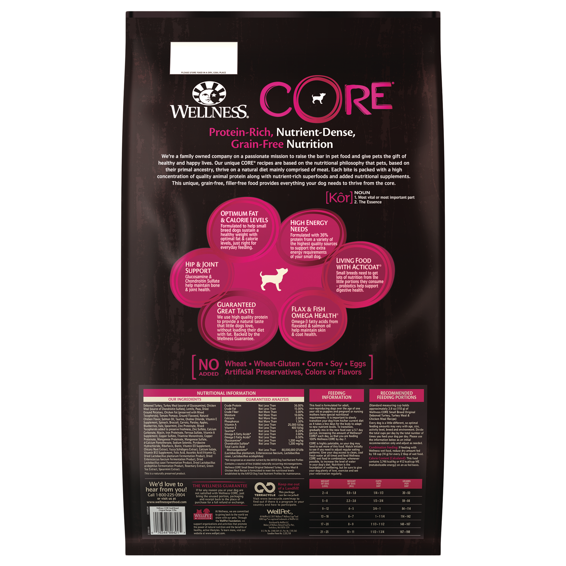 slide 5 of 5, Wellness CORE Natural Grain Free Dry Dog Food, Small Breed, 12-Pound Bag, 1 ct