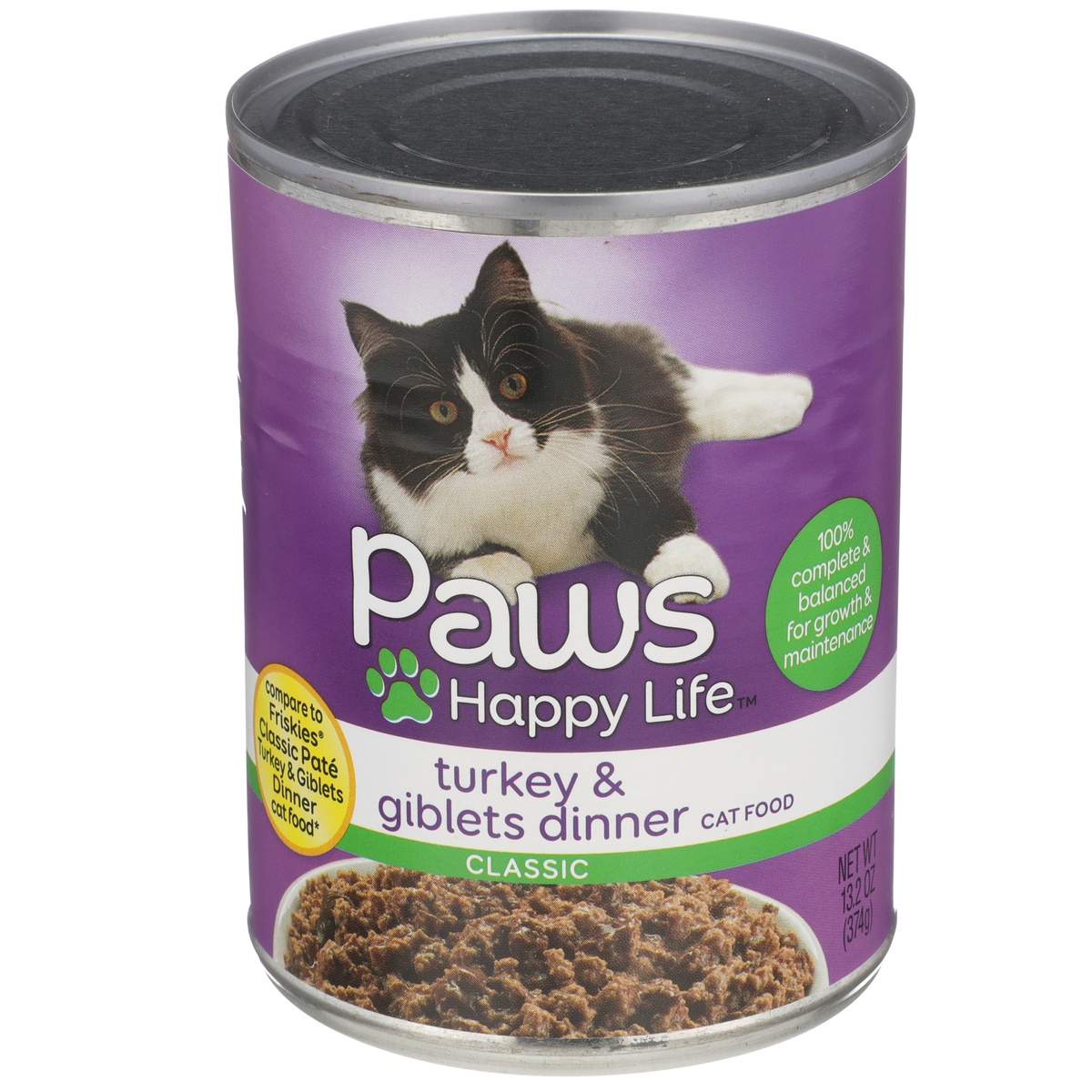 slide 1 of 1, Paws Happy Life Turkey & Giblets Dinner Classic Cat Food, 13.2 oz