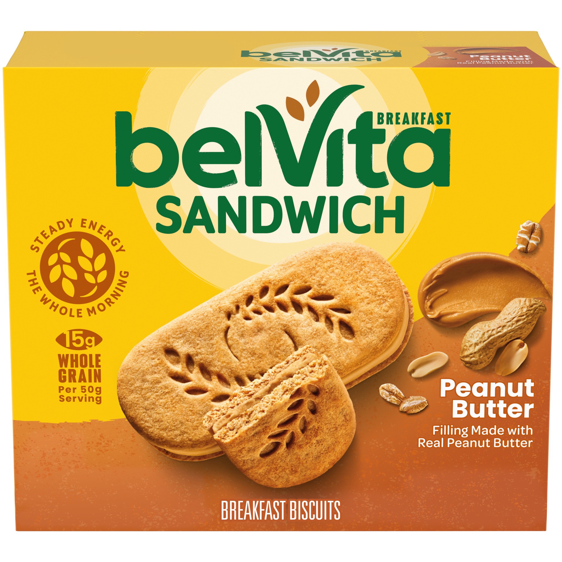 slide 1 of 9, belVita Breakfast Sandwich Peanut Butter Breakfast Biscuits, 5 Packs (2 Sandwiches Per Pack), 8.8 oz