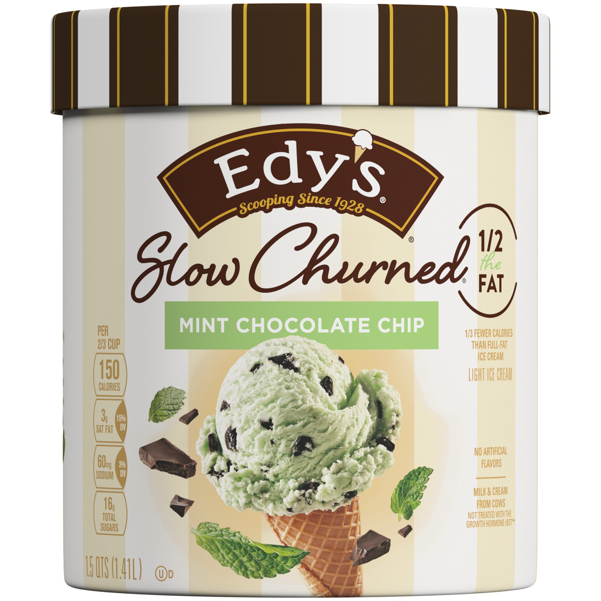 slide 1 of 5, Edy's Slow Churned Light Mint Chocolate Chip Ice Cream 1.5 qt, 1.5 qt