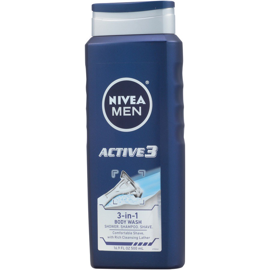 slide 4 of 7, Nivea for Men Active 3 Body Wash, 16.9 oz