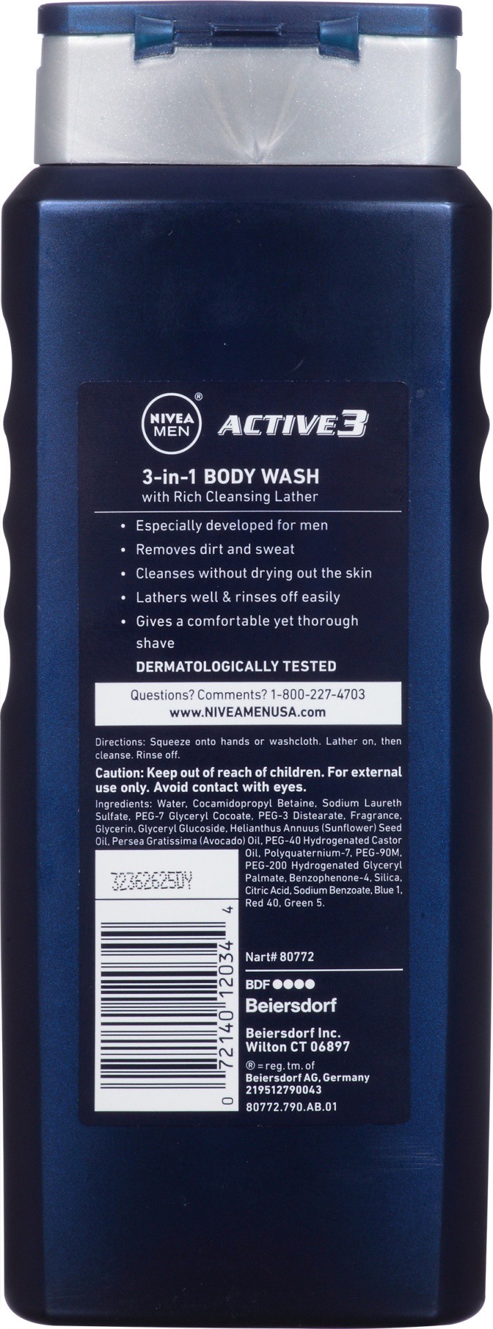 slide 3 of 7, Nivea for Men Active 3 Body Wash, 16.9 oz