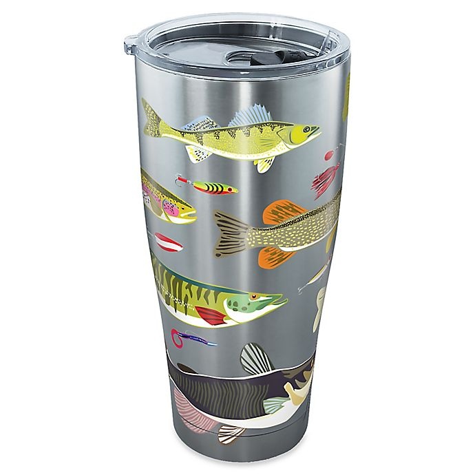 slide 1 of 1, Tervis Freshwater Fish Lures Stainless Steel Tumbler with Lid, 30 oz