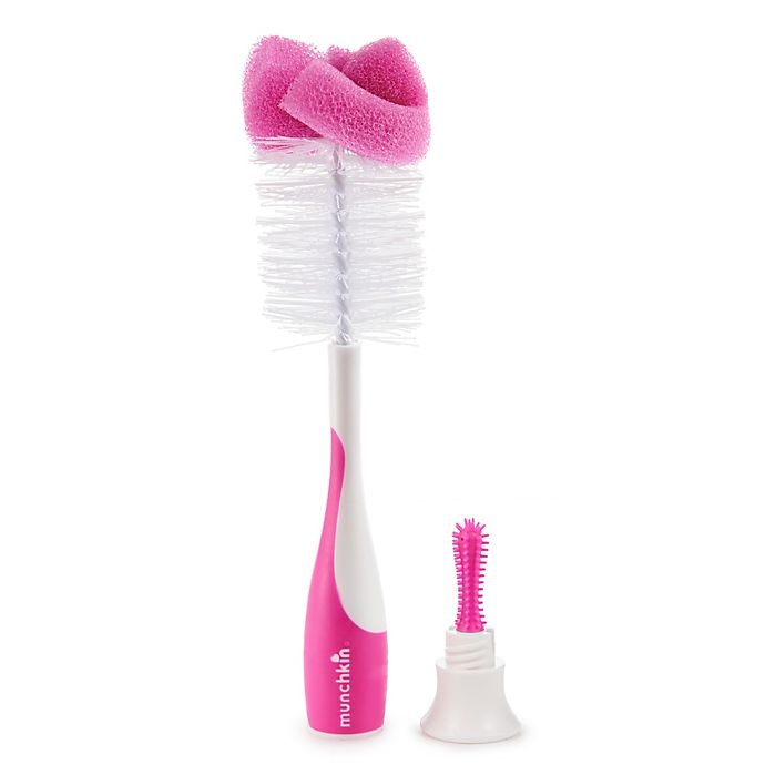 slide 1 of 1, Munchkin Sponge Bottle Brush - Pink, 1 ct