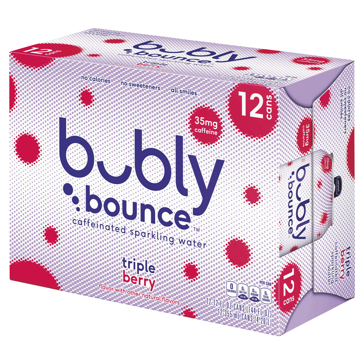 slide 1 of 1, bubly Bounce Triple Berry Sparkling Water 12 Pack, 12 ct; 12 oz