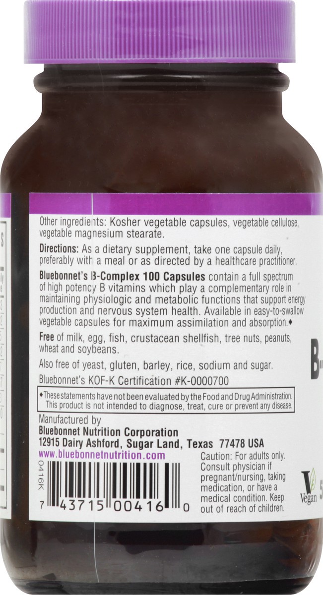 slide 8 of 9, Bluebonnet Nutrition Vegetable Capsules B-Complex 100 50 ea, 50 ct