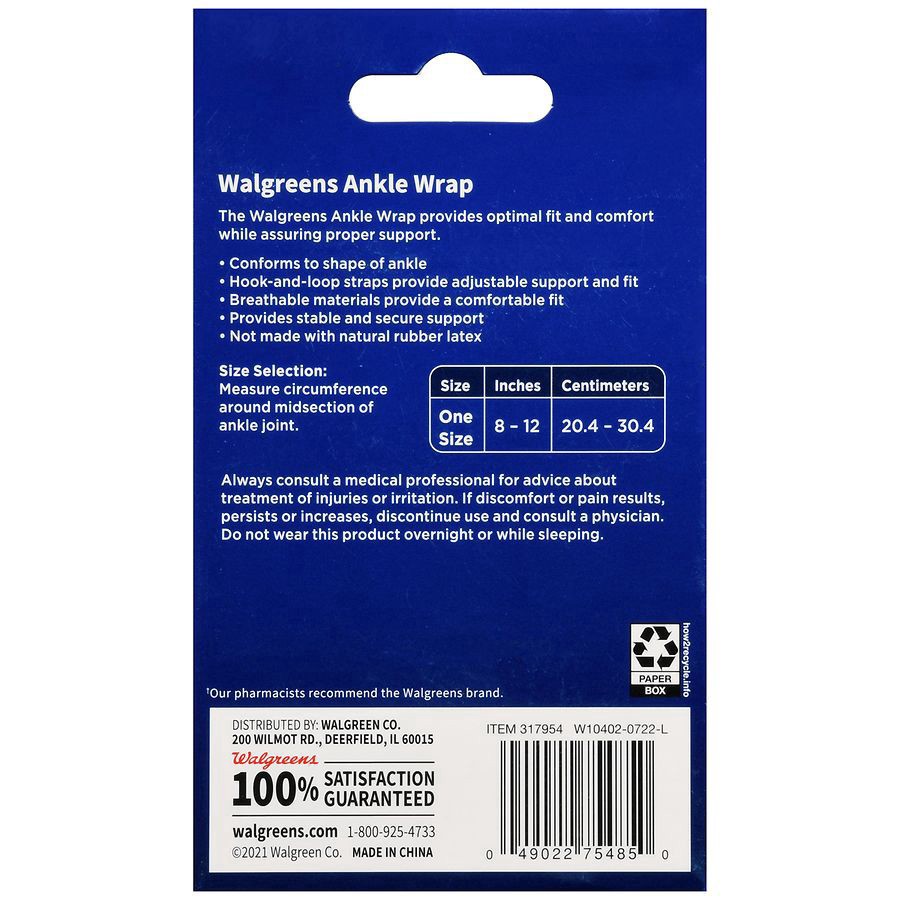 slide 5 of 5, Walgreens Latex Free Adjustable Ankle Support, 1 ct
