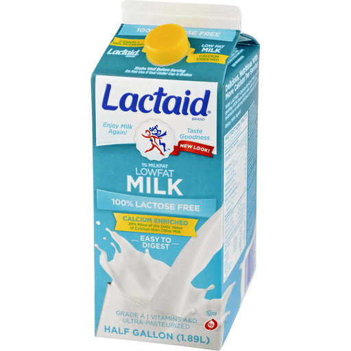 slide 3 of 9, Lactaid 1% Low Fat Lactose-Free Calcium Enriched Milk, 1/2 gal