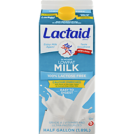 slide 4 of 9, Lactaid 1% Low Fat Lactose-Free Calcium Enriched Milk, 1/2 gal