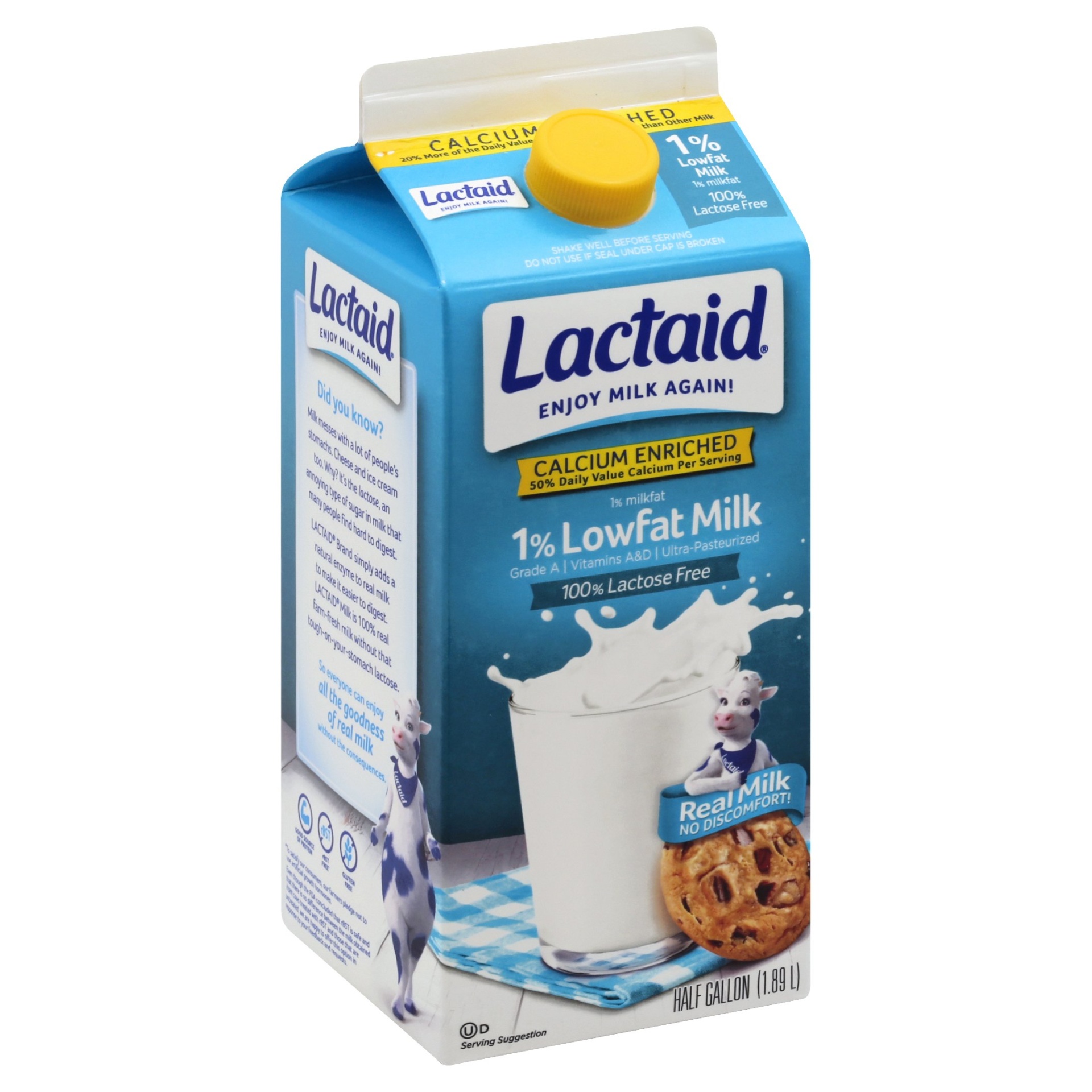 slide 1 of 9, Lactaid 1% Low Fat Lactose-Free Calcium Enriched Milk, 1/2 gal