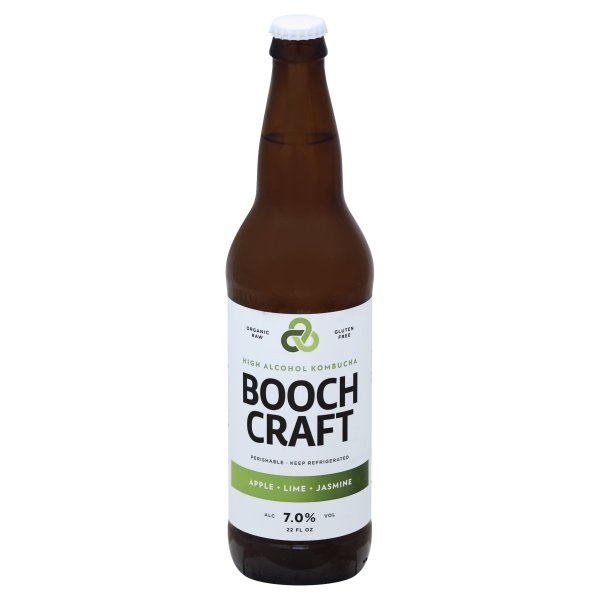 slide 1 of 4, Boochcraft High Alcohol Apple Lime Jasmine Kombucha, 22 oz