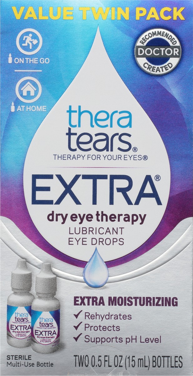 slide 16 of 16, TheraTears Extra Value Twin Pack Dry Eye Therapy Lubricant Eye Drops 2 - 0.5 fl oz Bottles, 2 ct