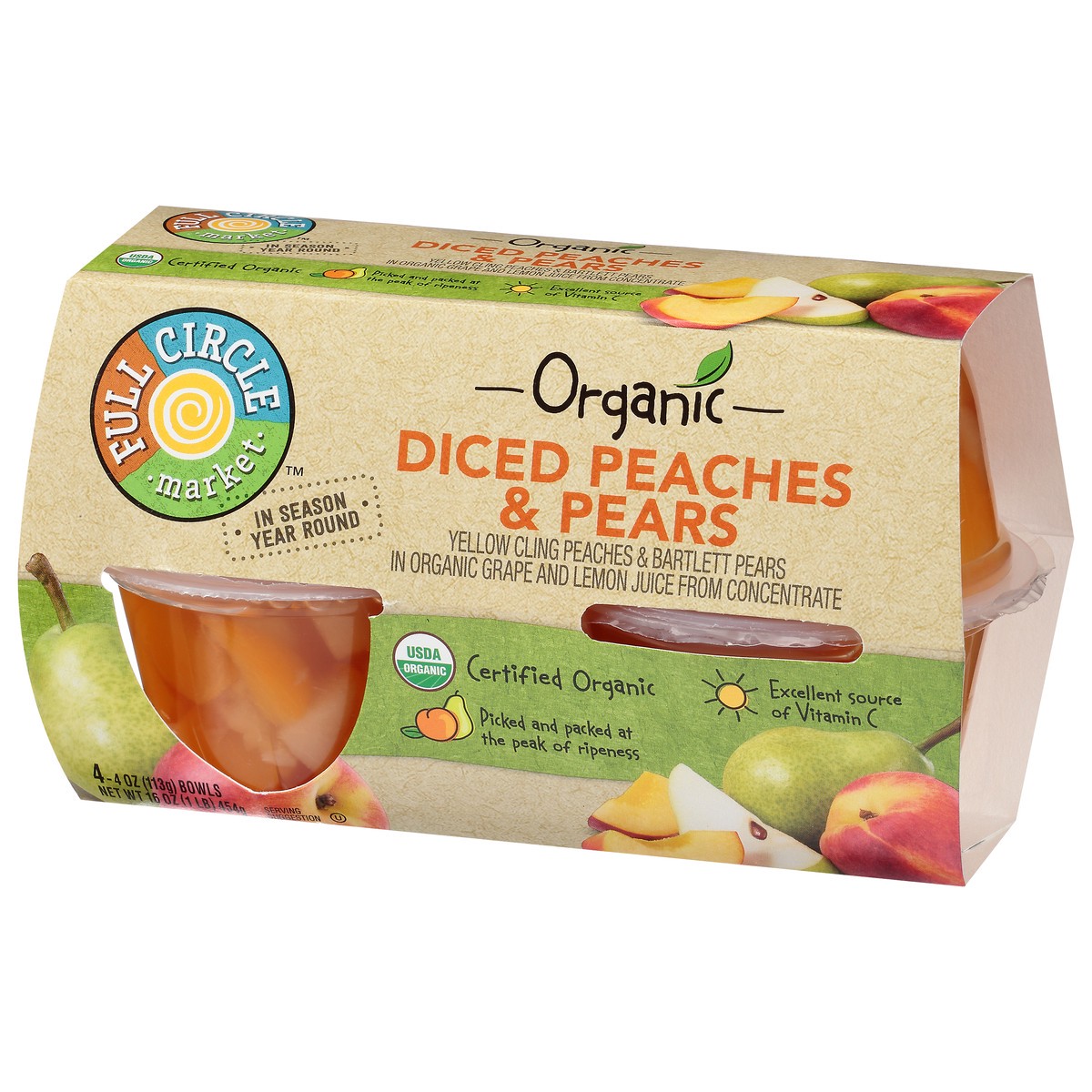 slide 8 of 9, Full Circle Market Organic Diced Peaches & Pears 4 ea, 4 ct