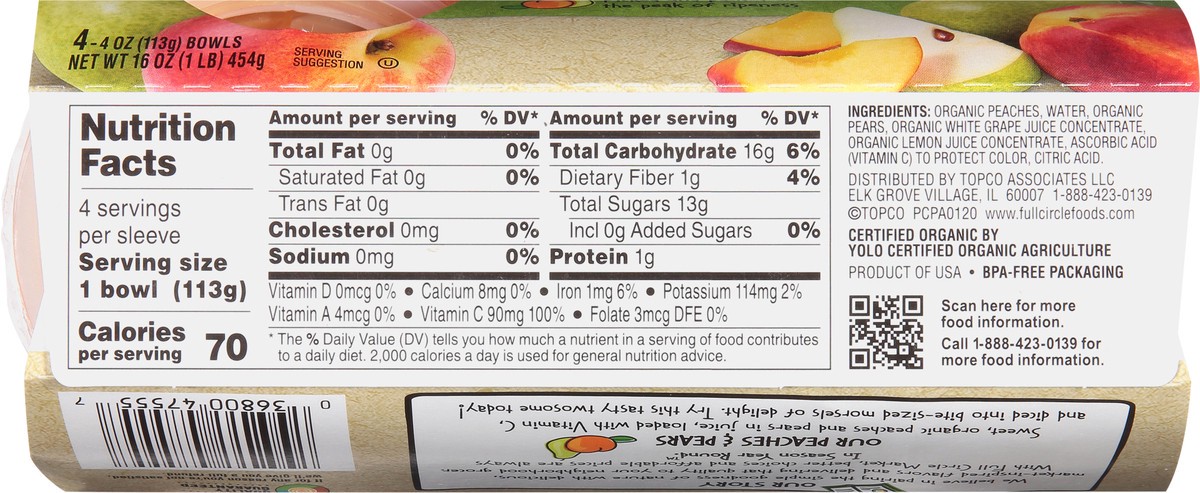 slide 5 of 9, Full Circle Market Organic Diced Peaches & Pears 4 ea, 4 ct