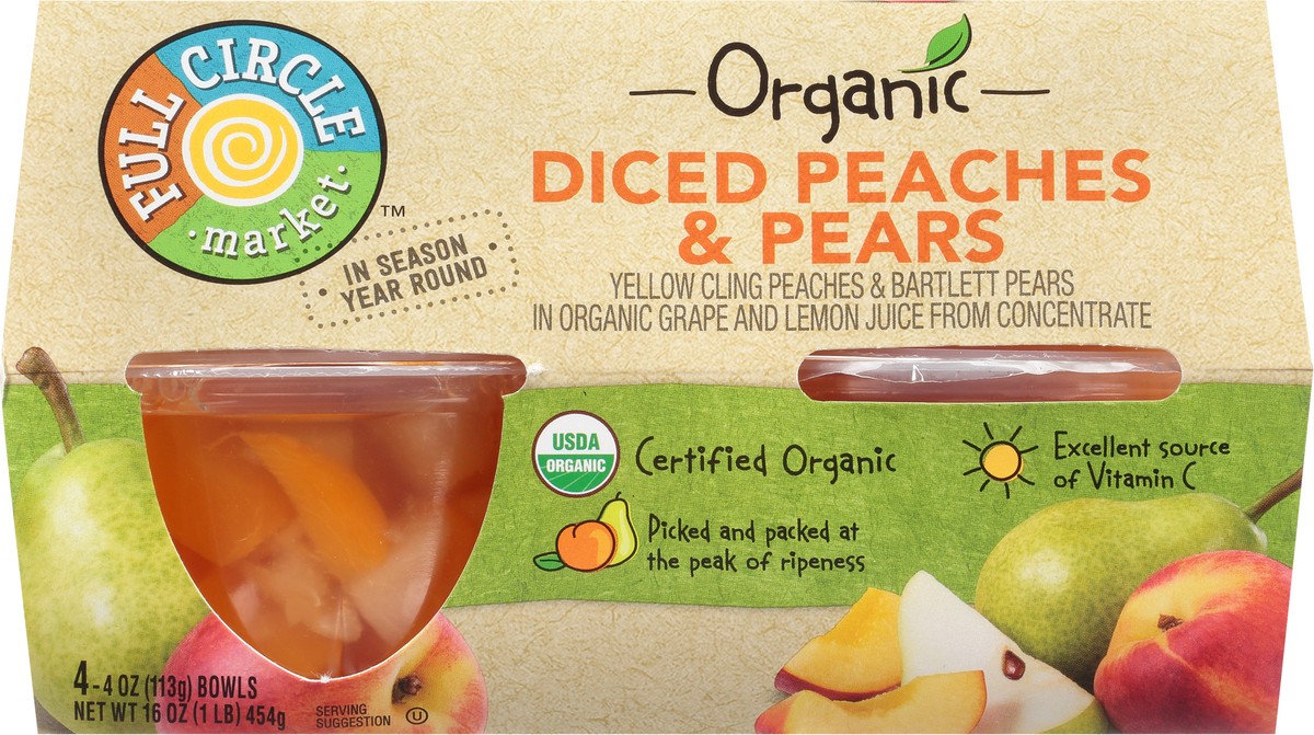 slide 1 of 9, Full Circle Market Organic Diced Peaches & Pears 4 ea, 4 ct