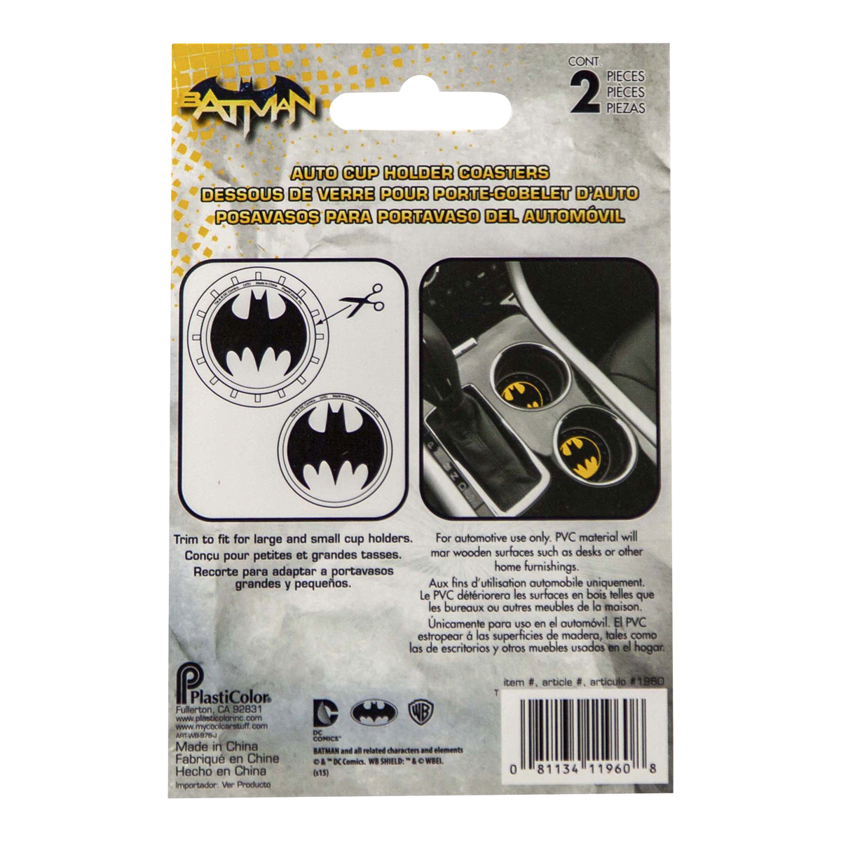 slide 4 of 5, Plasticolor Warner Bros. Batman Auto Coasters, 2 ct